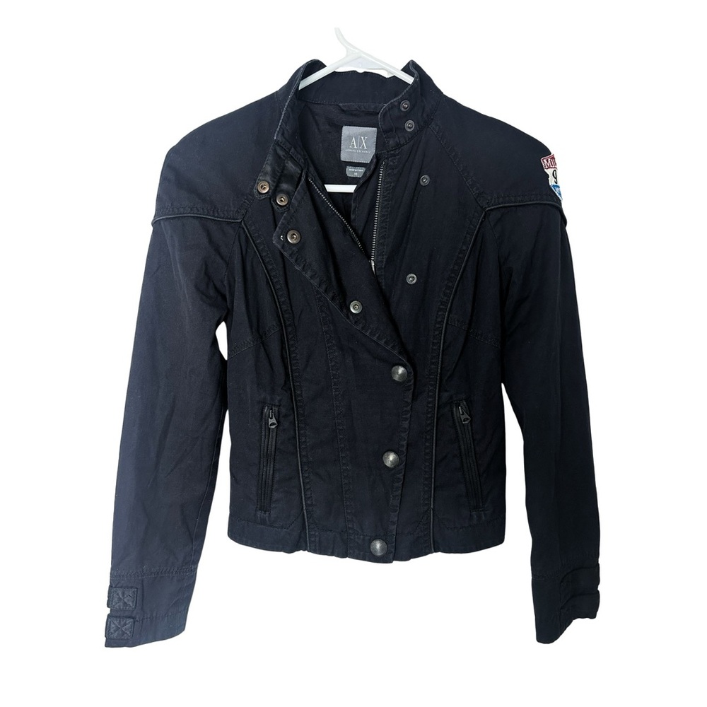 A/X Armani Exchange Y2K Vintage Black Women's Moto Jacket Sz:XS